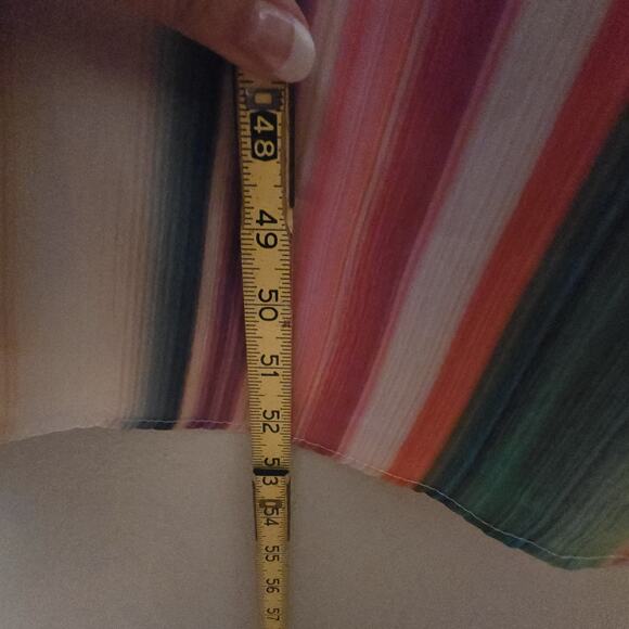 Boston Proper NWT Rainbow Stripe Maxi Dress Womens SM Tie Neck Colorful Boho - Picture 9 of 16